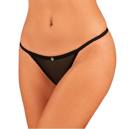 String ouvert „Celia Noir“ aus feinem Stretchtüll