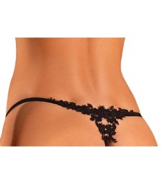 String ouvert „Celia Noir“ aus feinem Stretchtüll