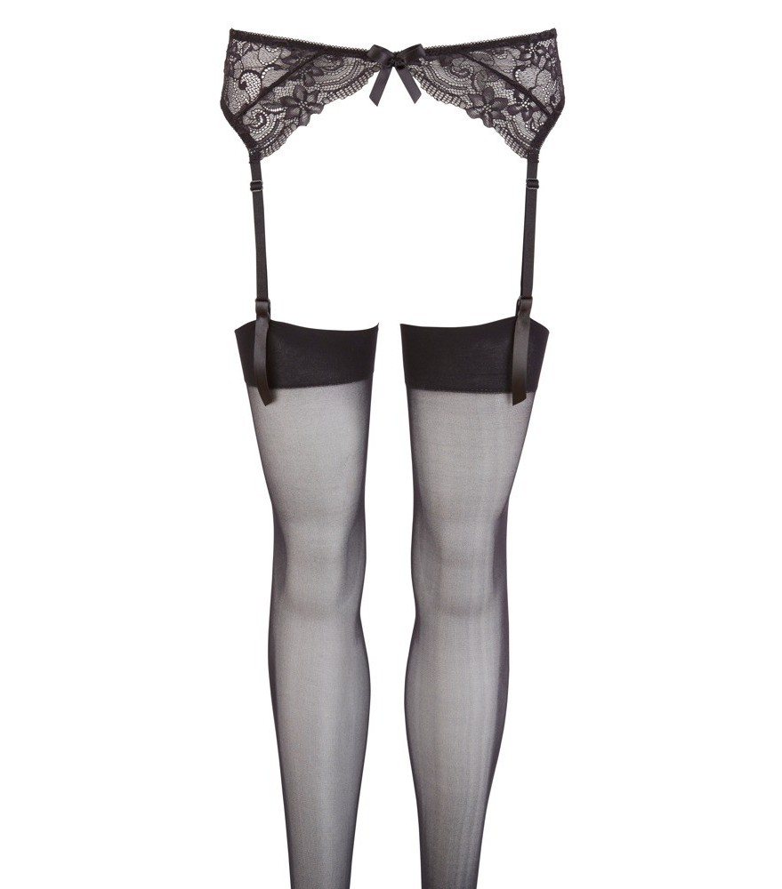 Strapsgurt aus Blütenspitze mit kleinen Schleifchen plus Strapsstrümpfe