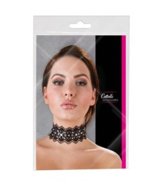 Halsband aus Stickerei mit Perlen und Strasssteinen