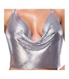 Metallic-Top mit Wasserfall-Ausschnitt