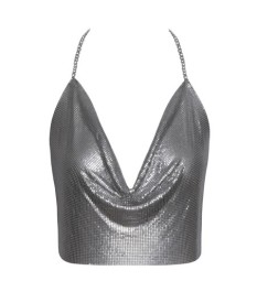 Metallic-Top mit Wasserfall-Ausschnitt