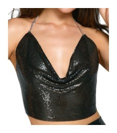 Metallic-Top mit Wasserfall-Ausschnitt