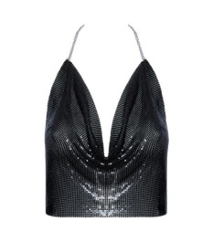 Metallic-Top mit Wasserfall-Ausschnitt