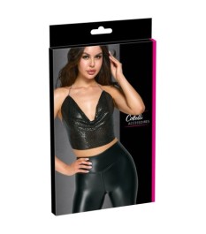 Metallic-Top mit Wasserfall-Ausschnitt