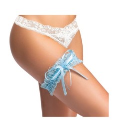 Strumpfband aus hellblauer Spitze