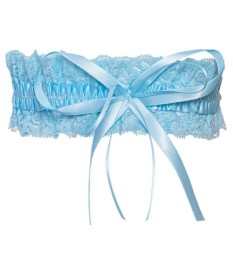 Strumpfband aus hellblauer Spitze