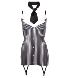 Kleid mit Strapsen plus Krawatte, im Sekretärinnen-Look