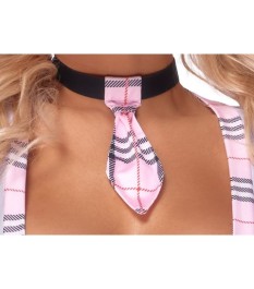 Schuluniform-Kostüm mit Body und Krawatten-Halsband