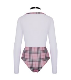 Schuluniform-Kostüm mit Body und Krawatten-Halsband