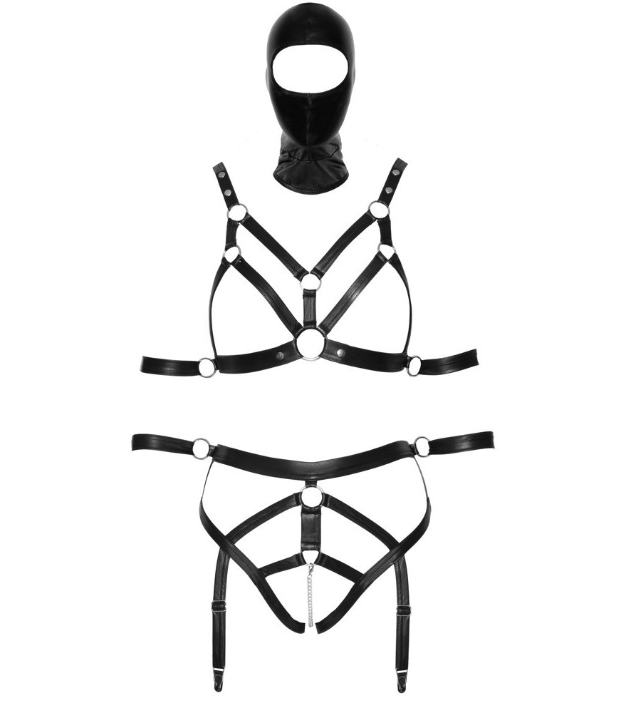 2-teiliges Bondage-Set mit Armfesseln plus Kopfmaske