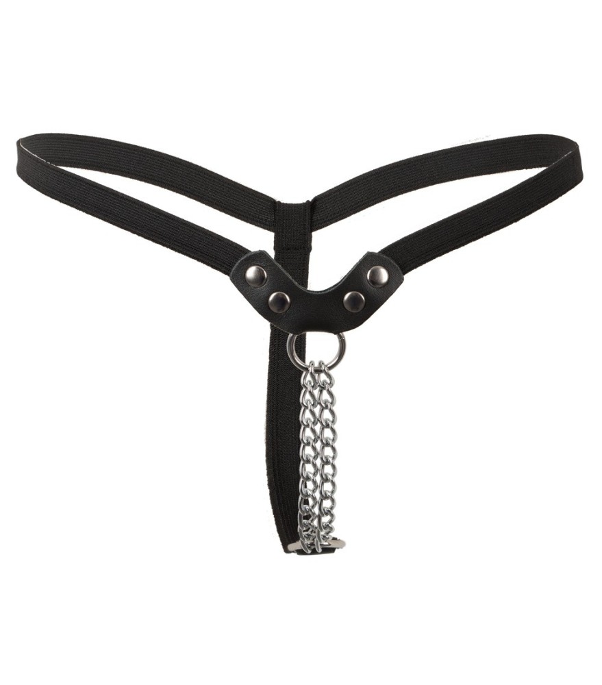 String mit Metallketten im Schritt