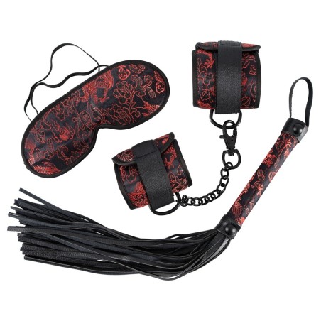 3-teiliges Bondage-Set aus Satin mit Muster