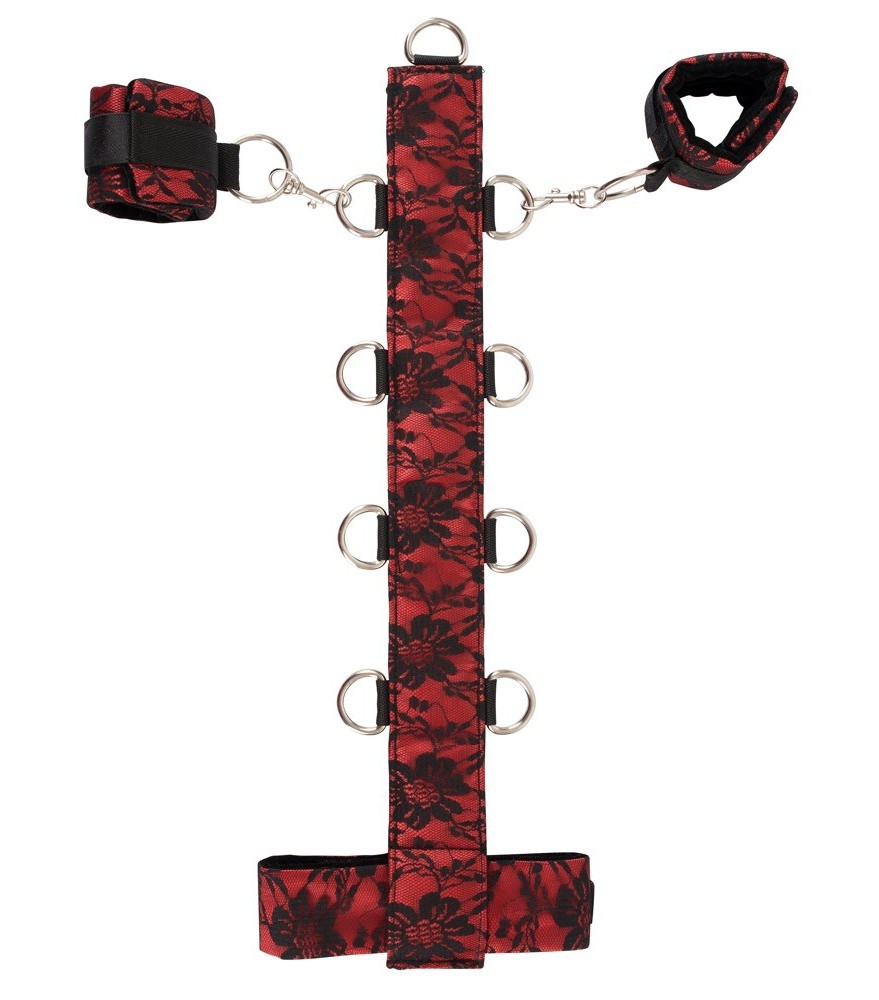 Halsfessel mit beringtem Steg plus Handfesseln mit Karabinern