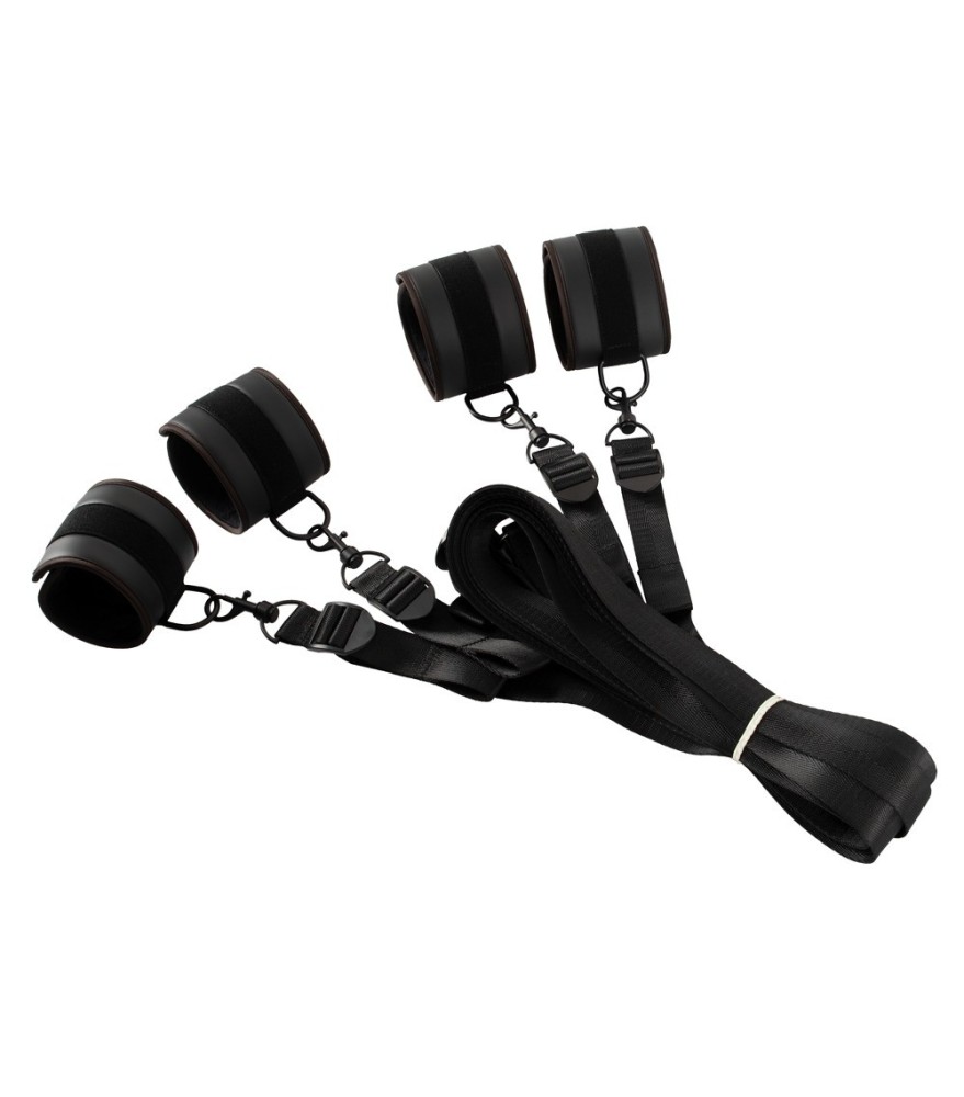 Bettfessel-Set mit Hand- und Fußfesseln in stilvoller Lederoptik