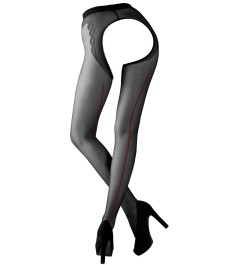 Strapsstrumpfhose mit roter Ziernaht