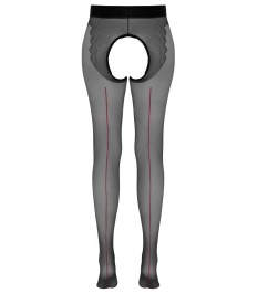 Strapsstrumpfhose mit roter Ziernaht