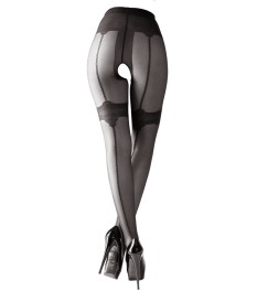 Strumpfhose ouvert mit Strumpfband und Ziernaht