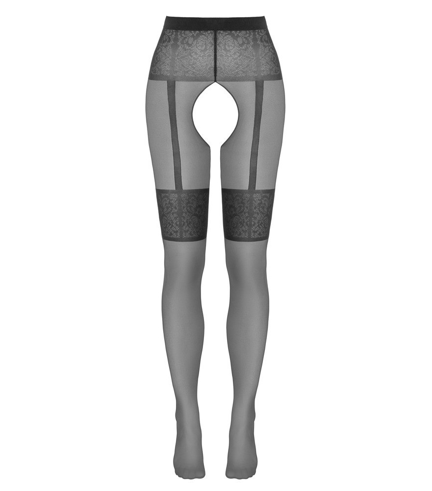 Strumpfhose ouvert in Strapsgurt- und Strumpfband-Optik
