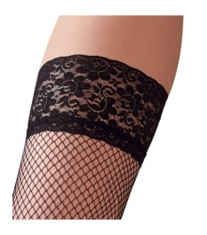 Halterlose Strümpfe aus feinmaschigem Netzmaterial