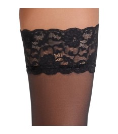 Halterlose Strümpfe mit 9-cm-Spitzenabschluss, Oeko-Tex zertifiziert.