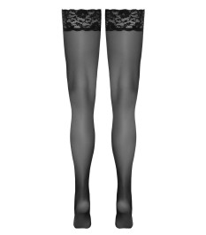 Halterlose Strümpfe mit 9-cm-Spitzenabschluss, Oeko-Tex zertifiziert.