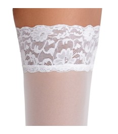 Halterlose Strümpfe mit 9-cm-Spitzenabschluss, Oeko-Tex zertifiziert.