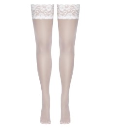 Halterlose Strümpfe mit 9-cm-Spitzenabschluss, Oeko-Tex zertifiziert.