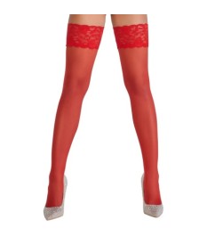 Strapsstrumpfhose mit roter Ziernaht