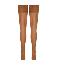 Halterlose Strümpfe mit 9-cm-Spitzenabschluss, Oeko-Tex zertifiziert.