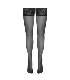 Halterlose Strümpfe mit 8-cm-Spitzenabschluss, Oeko-Tex zertifiziert.