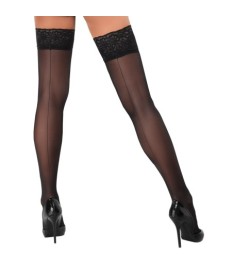 Halterlose Strümpfe mit Naht hinten und 8-cm-Spitzenabschluss, Oeko-Te