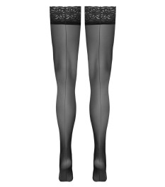 Halterlose Strümpfe mit Naht hinten und 8-cm-Spitzenabschluss, Oeko-Te