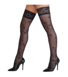 Halterlose Strümpfe mit zartem Rosenmuster