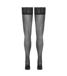 Halterlose Strümpfe mit Pünktchen-Naht und 9-cm-Spitzenabschluss