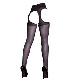 Strapsstrumpfhose mit spitzenbesetzten Cut-outs