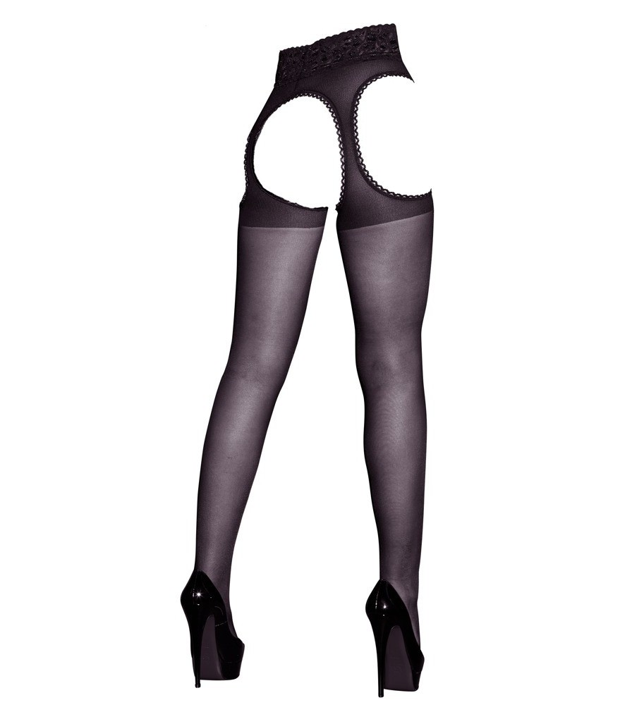 Strapsstrumpfhose mit spitzenbesetzten Cut-outs