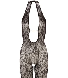 Spitzen-Catsuit mit Perlen im Dekolleté