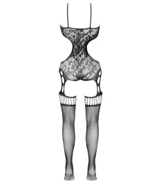 Catsuit ouvert aus weichem Netz in Straps-Optik
