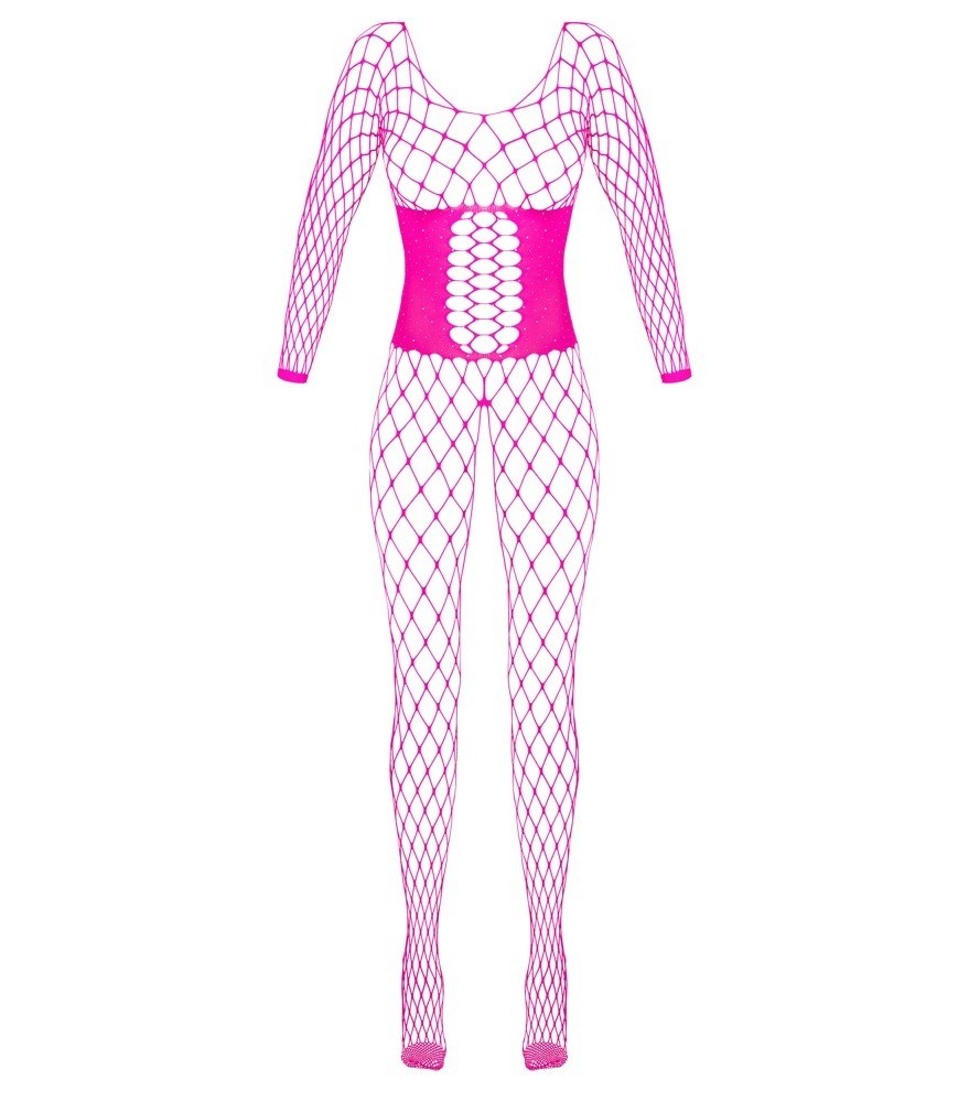 Ouvert-Catsuit aus pinkfarbenem Netz