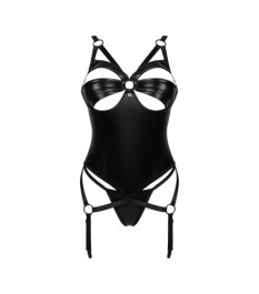 Catsuit ouvert aus weichem Netz mit eingewebter Blütenoptik