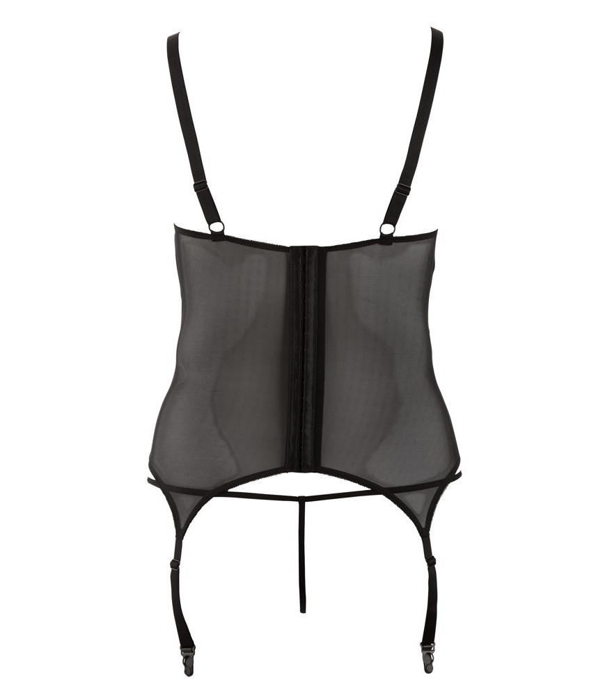 Catsuit ouvert aus weichem Netz mit eingewebtem Streifen-Body