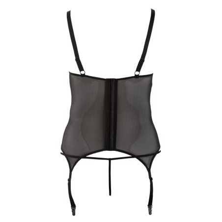 Catsuit ouvert aus weichem Netz mit eingewebtem Streifen-Body