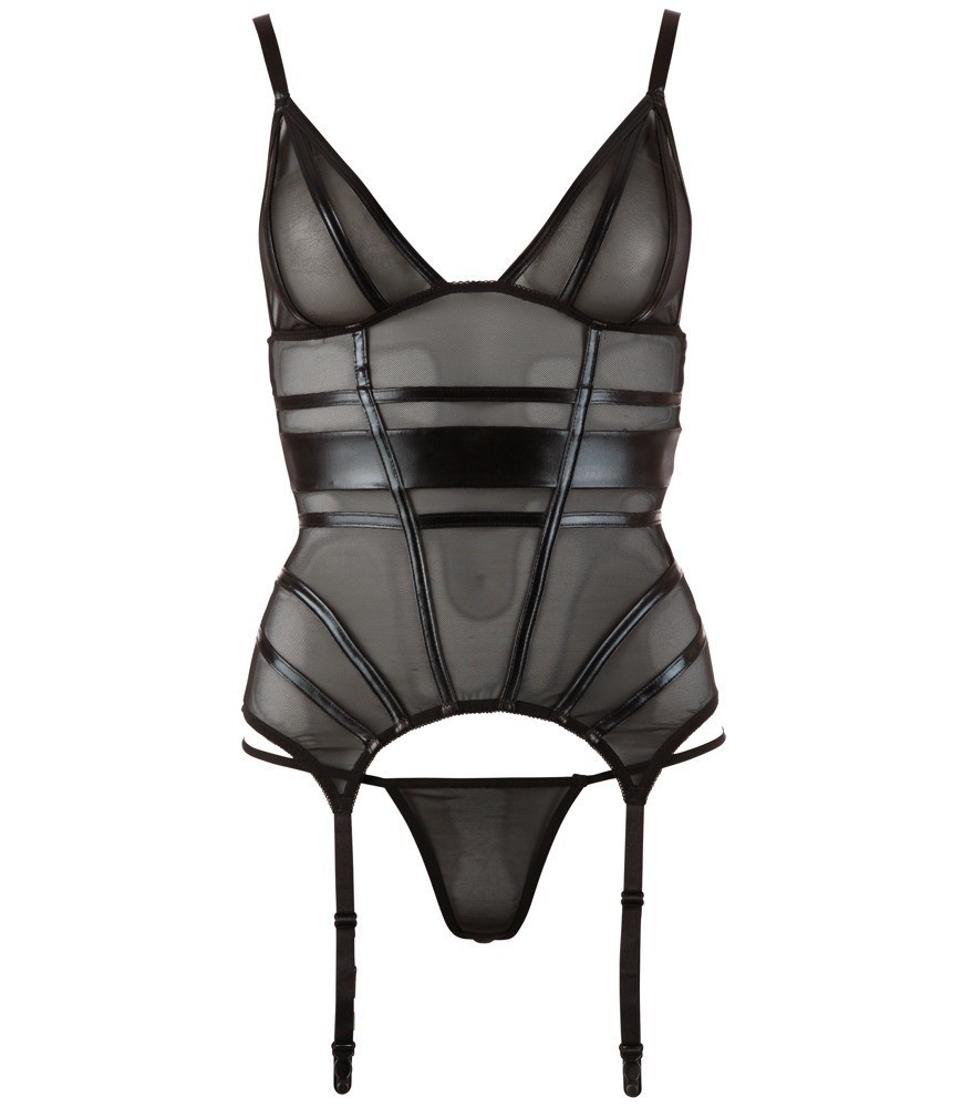 Strapshemd aus transparentem Stoff mit Riemen im Wetlook plus String