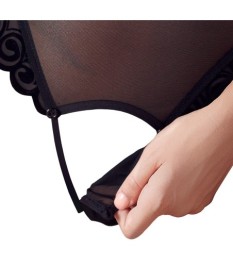 Strapshemd aus transparentem Stoff mit Riemen im Wetlook plus String