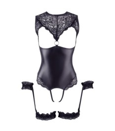 Body plus Strumpfbänder mit Handfesseln