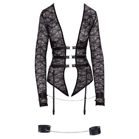 Strapsbody aus Spitze mit Fuß- und Handfesseln