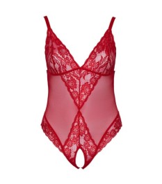 Body ouvert aus Powernet mit Spitzen-Einsätzen