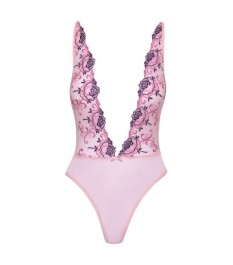 Body aus Powernet mit floraler Stickerei