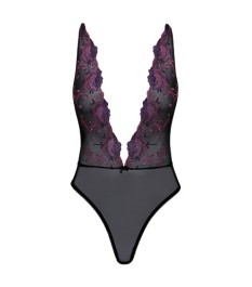 Body aus Powernet mit aufwendiger Floralstickerei